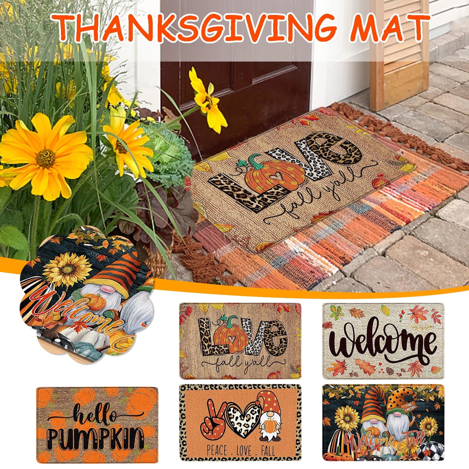 GERsome Thanksgiving Doormats 15.7x23.6 Inch Fall Pumpkin