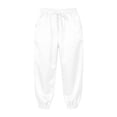 thumbnail image 4 of Aihuaihua Womens Satin Silky Capri Pants Summer Tapered High Waist Elastic Cropped Trousers Beach Vacation Clothes White M, 4 of 5