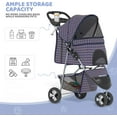 thumbnail image 6 of ZOPan 3-Wheel Pet Stroller, Foldable Travel Jogger for Small & Medium Dogs & Cats (Up to 33lbs), Lightweight Carrier with Breathable Mesh Cover, Cup Holder & Storage Basket, Plaid, 6 of 11