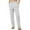 White, variant on QUNYINEY Cotton Linen Womens Summer Pants Casual High Waist Solid Straight Trousers Relaxed Fit Work Chinos Pants
