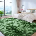 thumbnail image 4 of ZENELESS 9'x12' Tie-Dye Dark Green Plush Shaggy Rug, Extra Large Soft Indoor Modern Fluffy Carpet for Stylish Home Decor, 4 of 7