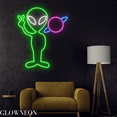 thumbnail image 2 of Glowneon Alien With Planet Neon Sign, Cute Alien Led Sign, Kid Gifts, 2 of 5