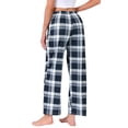 thumbnail image 3 of INSPIRE CHIC Women's Pajama Pants Checked Elastic Waistband Soft Casual Long Straight Pants Loungewear S Black Plaid, 3 of 6