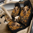 thumbnail image 3 of Xixirimido 5Pcs Car Seat Covers & Seatbelt Covers & Center Console Cover Set Universal Auto Accessories Fit for SUV Sedan Van Truck Leather Front Seat Cover, Black Sunflower Highland Cattle, 3 of 8