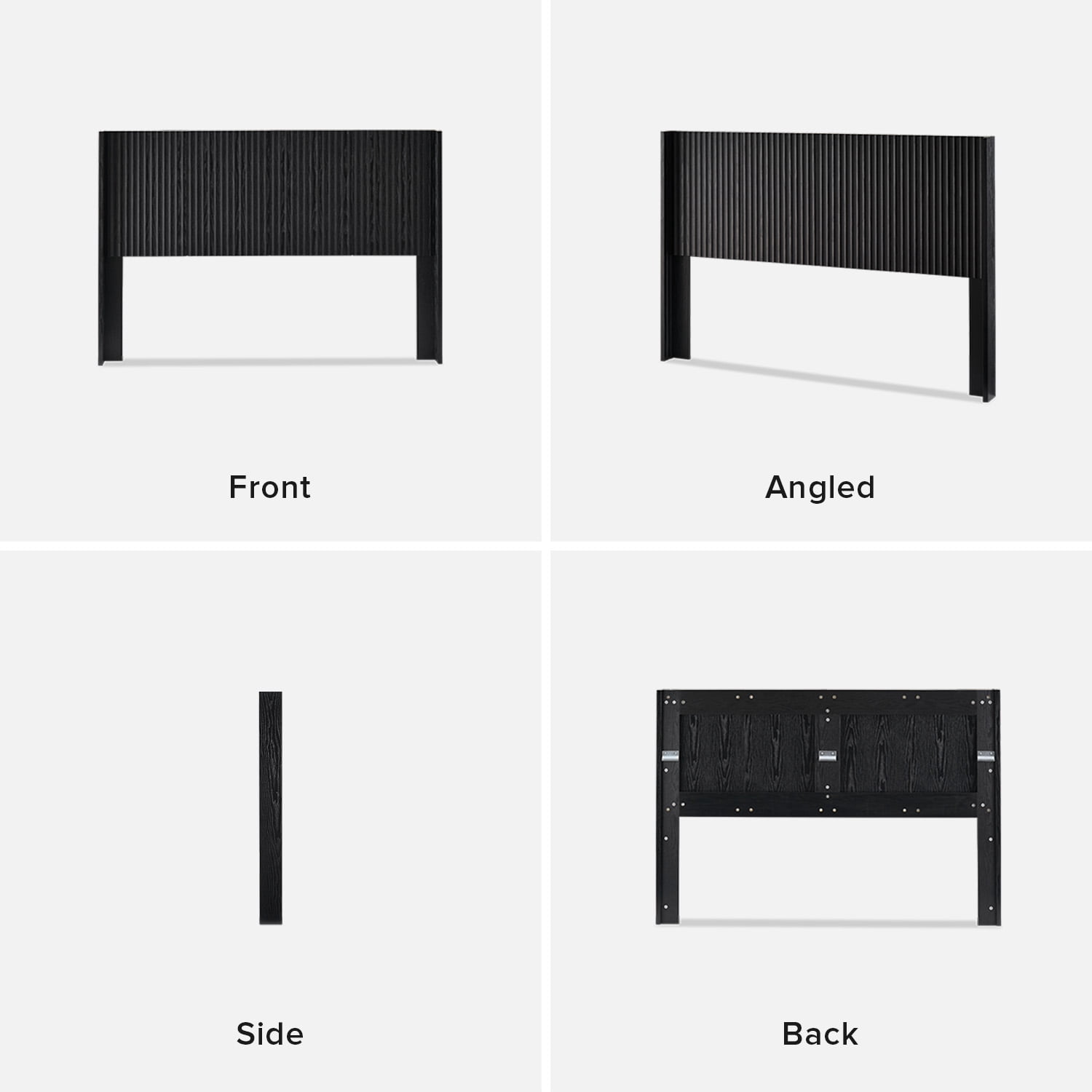 mopio Brooklyn Queen Size Black Headboard, 62.4" Wide Headboard Only, Wood Headboard, Modern Farmhouse, Boho, Wall Mount, Fluted Panel, Wingback Design