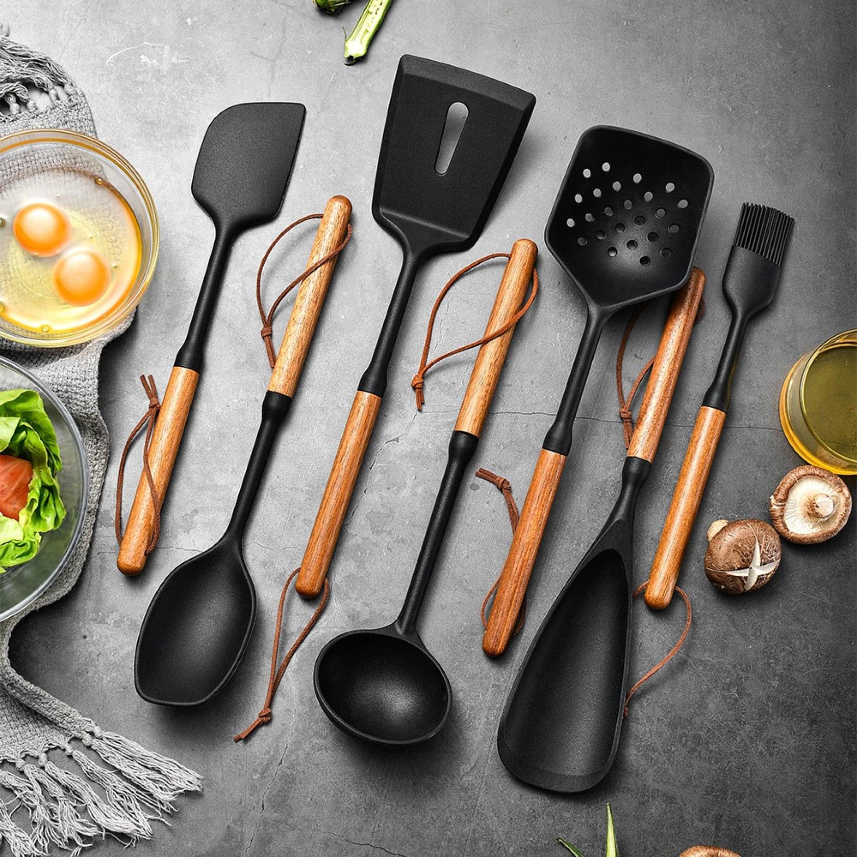 Essential Kitchen Utensils Set - Multi-Purpose Cooking Tools for Home Kitchen, Durable Heat-Resistant Utensils Including Spatula, Ladle & Turner, Perfect for Baking, Frying & Stir-Frying, F