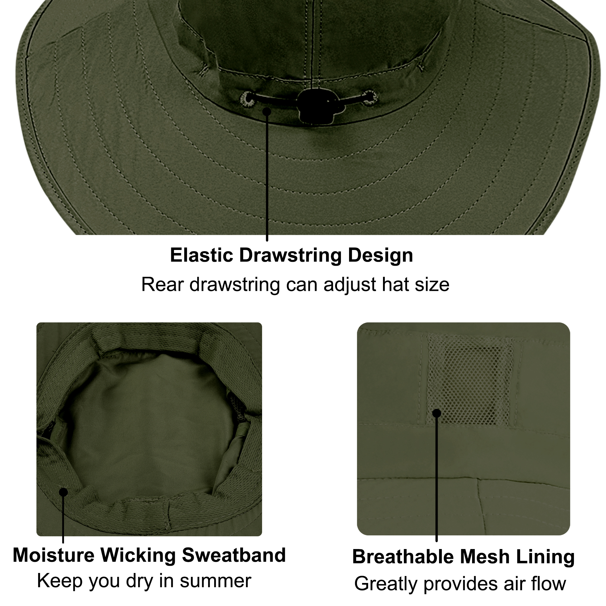 Flyingstar Sun Hats for Men Wide Brim Boonie Fishing Hat for Safari Hiking - image 4 of 6