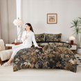 thumbnail image 4 of Castle Fairy Teens Watercolor Bear Deer Full Size Bedding Sets 7 Pieces,Jungle Autumn Branches Leaves Full Size Bed in a Bag,Taupe Brown Cream,Black Reversible, 4 of 7