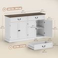 thumbnail image 3 of HOMCOM Buffet avec Station de Recharge, Bahut Rustique de 55 Pouces, Blanc, 3 of 10
