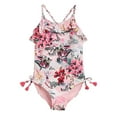 thumbnail image 1 of MIASHUI Girls One Pieces Swimsuit Ruffles Swimwear Beach Bathing Suits,Pink,3-4 Years, 1 of 8