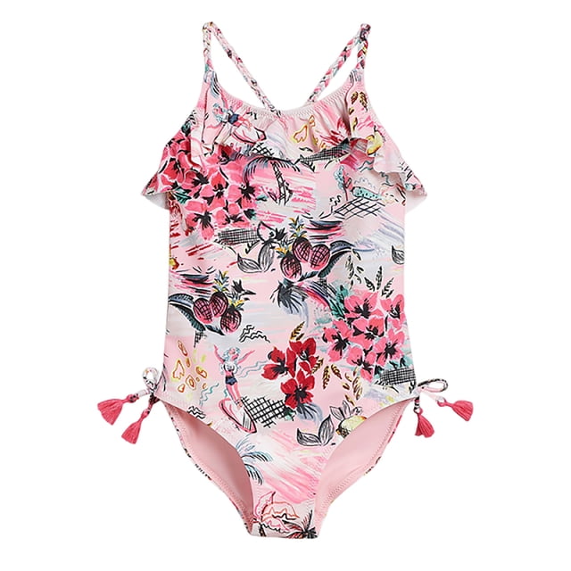 MIASHUI Girls One Pieces Swimsuit Ruffles Swimwear Beach Bathing Suits,Pink,3-4 Years