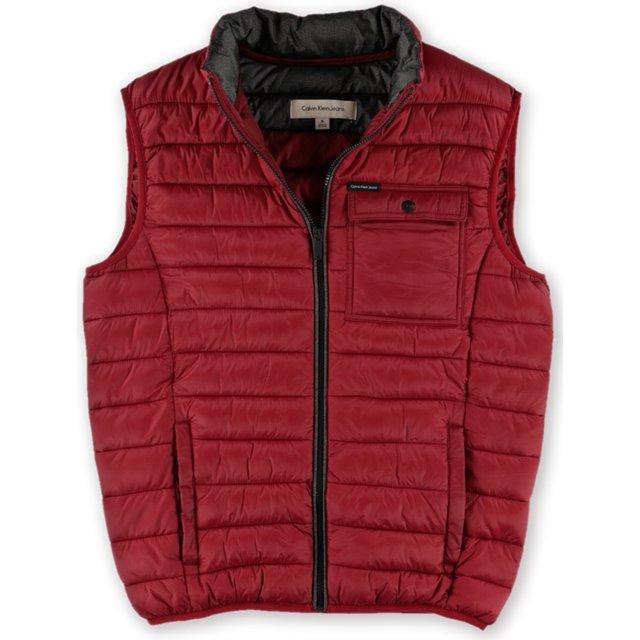 Calvin Klein - Chaleco acolchado para hombre, color rojo, grande