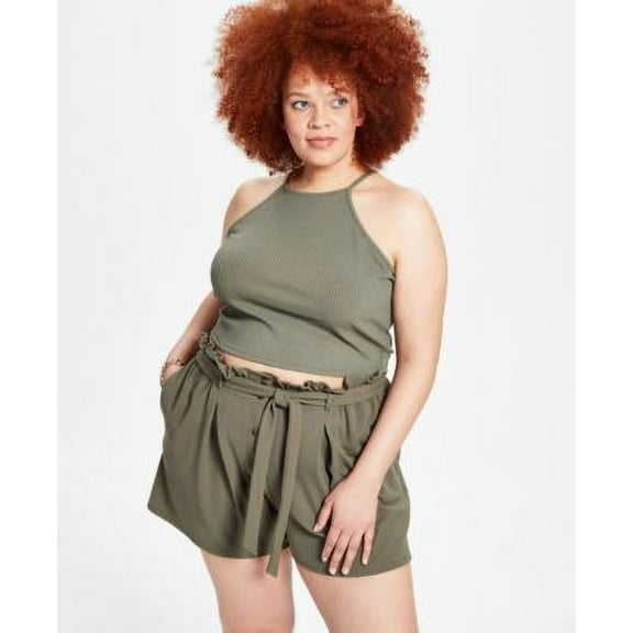 MSRP $25 Bar III Women Trendy Plus Size Ribbed Halter Tank Top Green Size 4X