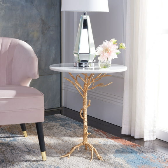 SAFAVIEH Carolyn Rooted Gold Accent Table Gold / White