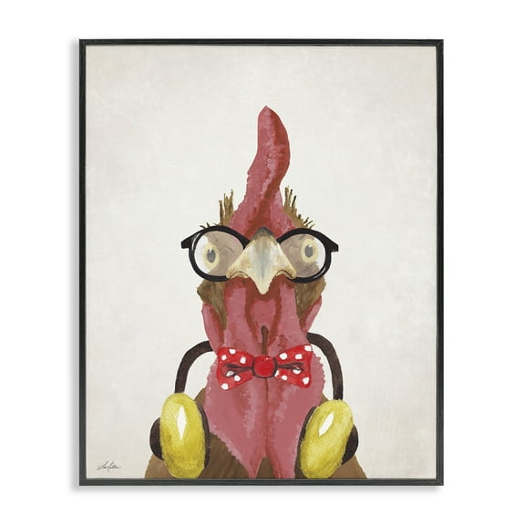 Stupell Industries Hipster Bird & Headphones Animals & Insects Painting Black Framed Art Print Wall Art, 11 x 14