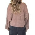 thumbnail image 4 of dGslk Women Loose Knit Sweater Long Sleeve Pullover Lightweight Cropped Top Casual Oversized Jumper Soft Breathable Design Brown L, 4 of 4