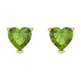 thumbnail image 3 of 14K Solid Gold Screw Back Stud Earrings for Women | 1 cttw Heart Cut Natural Peridot | Yellow Gold, 3 of 5