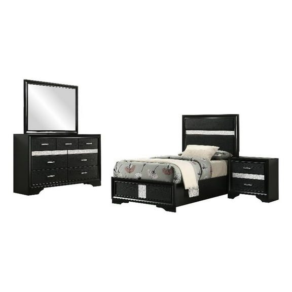 Miranda 4-piece Twin Bedroom Set Black