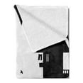 thumbnail image 2 of Monochrome Soft Flannel Fleece Throw Blanket, Dreamer Young Girl Watching Birds in a Ghetto Alley among Houses, Cozy Plush for Indoor and Outdoor Use, 50" x 70", Charcoal Grey and White, by Ambesonne, 2 of 5