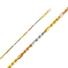 Solid 14k White Yellow and Rose Three Color Gold 3MM Figaro Rope Figarope Chain Necklace With - 24 Inches