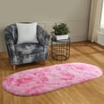 thumbnail image 3 of Homore Ultra Soft Modern Oval Rugs for Bedroom,2.6' x 5.3',Tie Dyed Pink, 3 of 4