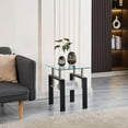 thumbnail image 5 of Tempered Transparent Glass End Table, 2-Layers Small Table with Storage, Living Room Side Table, 5 of 5