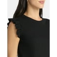thumbnail image 4 of Time and Tru Women's Rib Ruffle Sleeve Top, Sizes XS-XXXL, 4 of 5