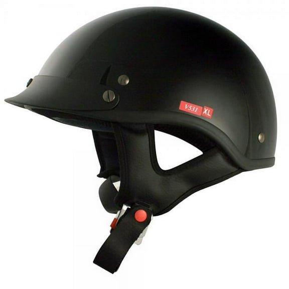 VCAN V531 Cruiser Half Helmet (Solid Gloss Black, X-Large)
