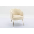 thumbnail image 3 of Modern Armchair Vanity Chair with Flower Petal Back and Padded Seat, Velvet Accent Barrel Chair with Gold Legs and Backrest for Living Room, Bedroom, Tufted Chair for Reading, 3 of 7