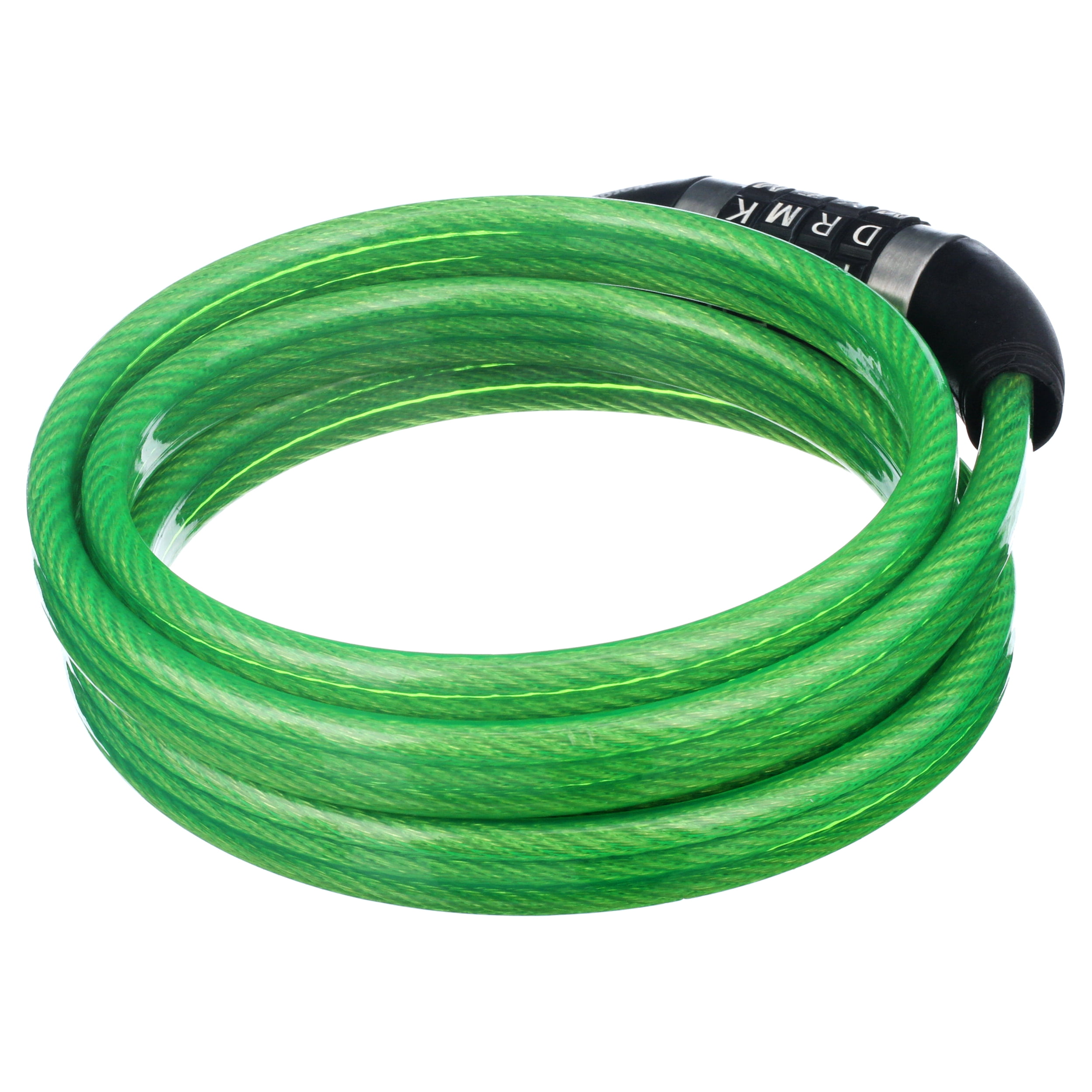 Wordlock Triple Core Bike Lock, 6ft x 12mm Resettable Steel Cable Lock, Green