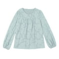 thumbnail image 7 of EFINNY Women's Long Lantern Sleeve Blouse Crewneck Lace Tops Floral Textured Spring Autumn Casual Babydoll Shirts, 7 of 7