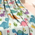 thumbnail image 3 of Colorful Dinosaurs Holding Flowers Blanket,Comfortable Soft Lamb Wool Throw Blanket,All Season,Warm Lightweight Blankets for Sofa Bed Couch Living Room Chair,60"x80", 3 of 4