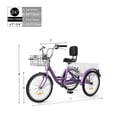 thumbnail image 2 of Dextrus Adult Tricycle, 24 Inch 3 Wheel Bikes, 1 Speed Trike Bike for Adults with Removable Baskets, Cruiser Bike for Seniors Women Men Shopping Picnic Outdoor Sports, Purple, 2 of 6