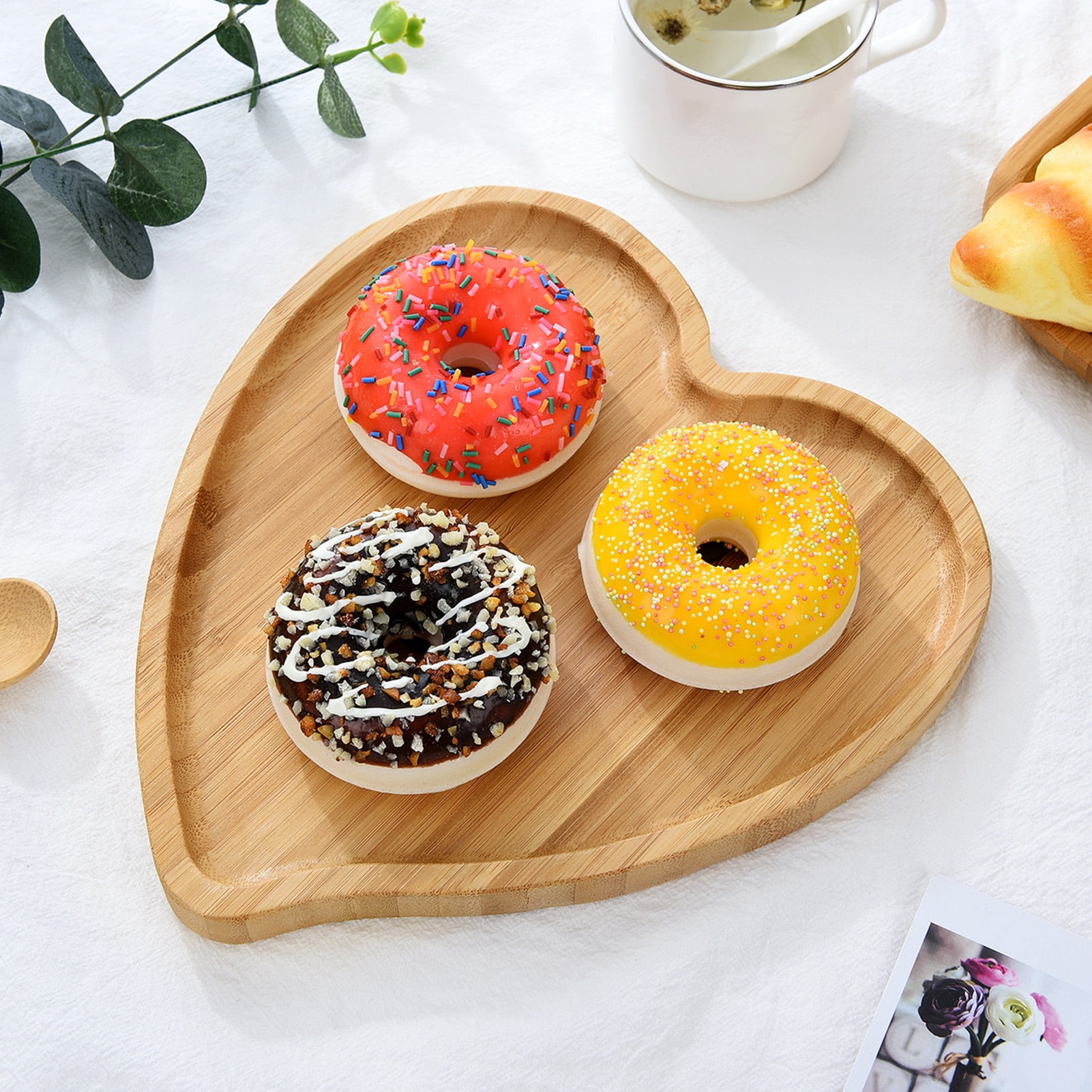 Wood Serving Plate,Wooden HeartApplePearCartoon Bear Shape Serving Tray, Fruit Dessert Cake Snack Candy Salad Bread Butter Cheese Hamburger Appetizer