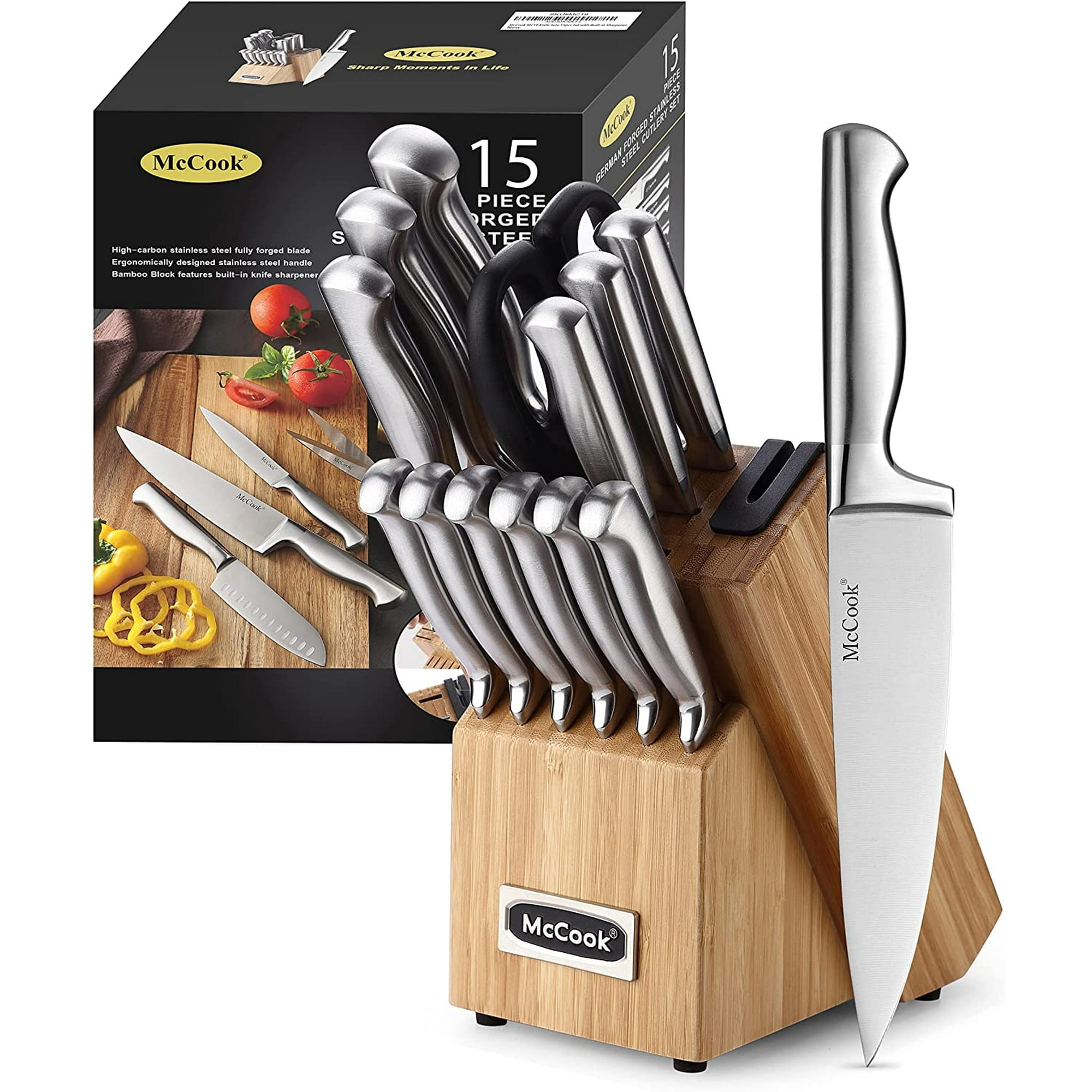 Silver/Bamboo Knife Block