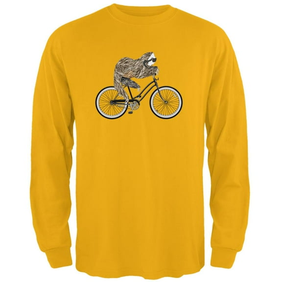 Bicycle Sloth Mens Long Sleeve T Shirt Gold SM