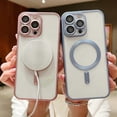 thumbnail image 2 of Aplicable a Apple iPhone15Promax, funda para teléfono con imán galvanizado de color primario dorado titanio, protección de película de lente mate, 2 of 6