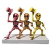Kuluzego Sculpture Dancing Skeletons Pink,Orange,Yellow Dancing Skeletons Bobblehead Set"