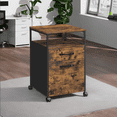 thumbnail image 6 of VASAGLE File Cabinet Mobile Filing Cabinet with Wheels 2 Drawers Open Shelf for Office Rustic Brown and Black, 6 of 9