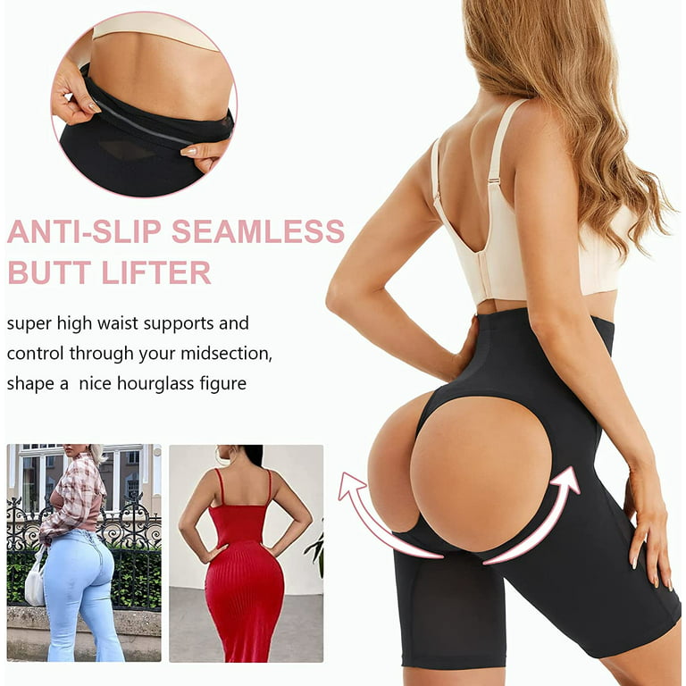 Gotoly Women Shapewear Butt Lifter Panties High-Waisted Double Tummy  Control Knickers Waist Trainer Slimming Body Shaper Thigh Slimmer Shorts