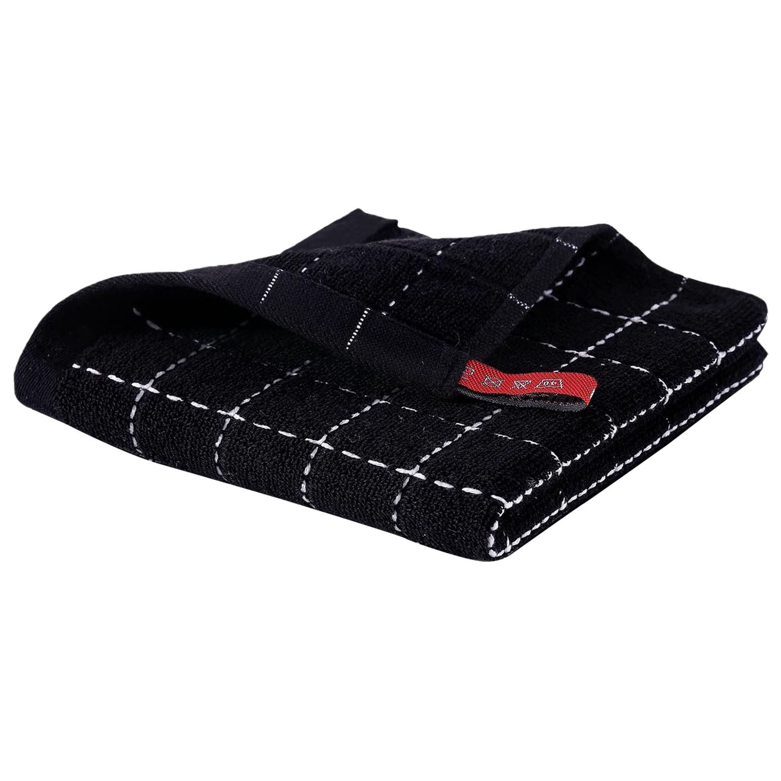 5 Pcs Kitchen Dish Cloths Dish Rags Cleaning Towels Cotton Terry Kitchen Dish Cloths, Ultra Soft and Absorbent Dish Towels for Kitchen, Perfect for Drying and Washing Dishes, 12x12 Inch, Black