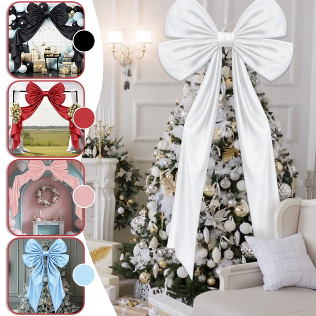 mfyjkho Adorno para árbol de Navidad con lazo de gran tamaño, ideal para fiestas, bodas, interiores y exteriores, 40 x 180 cm (15,75 x 70,87 pulgadas), 1 unidad.