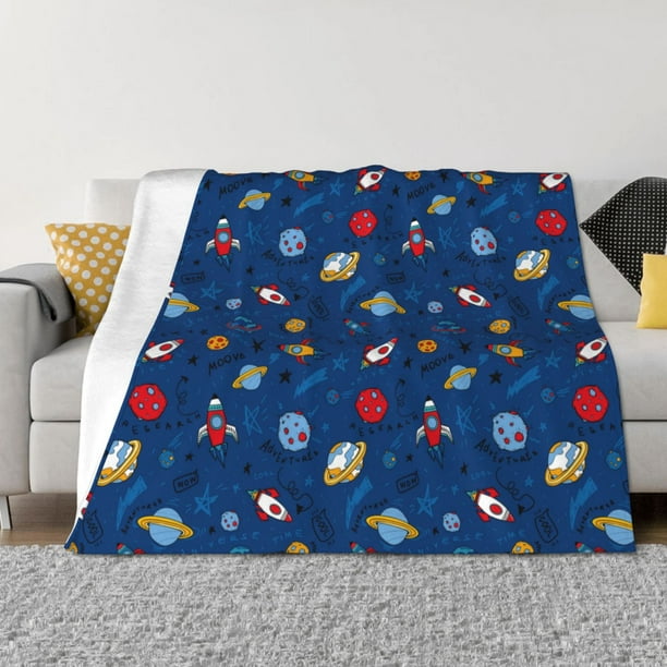 Fotbe Space Manta de Franela con Estampado, Manta Ultrasuave para Cama, Sofá, Auto, Hipoalergénica y Antibolitas-50"x40"