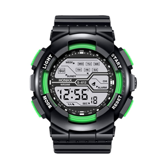 Qonioi Sports Watch, 4-Button Electronic Digital Watch for Men Women, Multifunctional Stopwatch Alarm Water Resistant Wristwatch, Cool Sport Watches for Kids Adults with Date Week Display