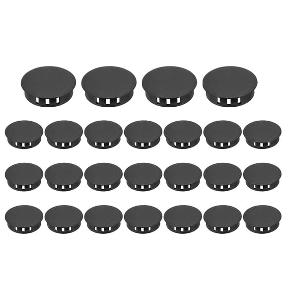 Uxcell 38mm/1-1/2" Plastic Hole Plugs, Flush Type Round Plug Snap in Locking Screw Hole Covers Black 25 Pcs