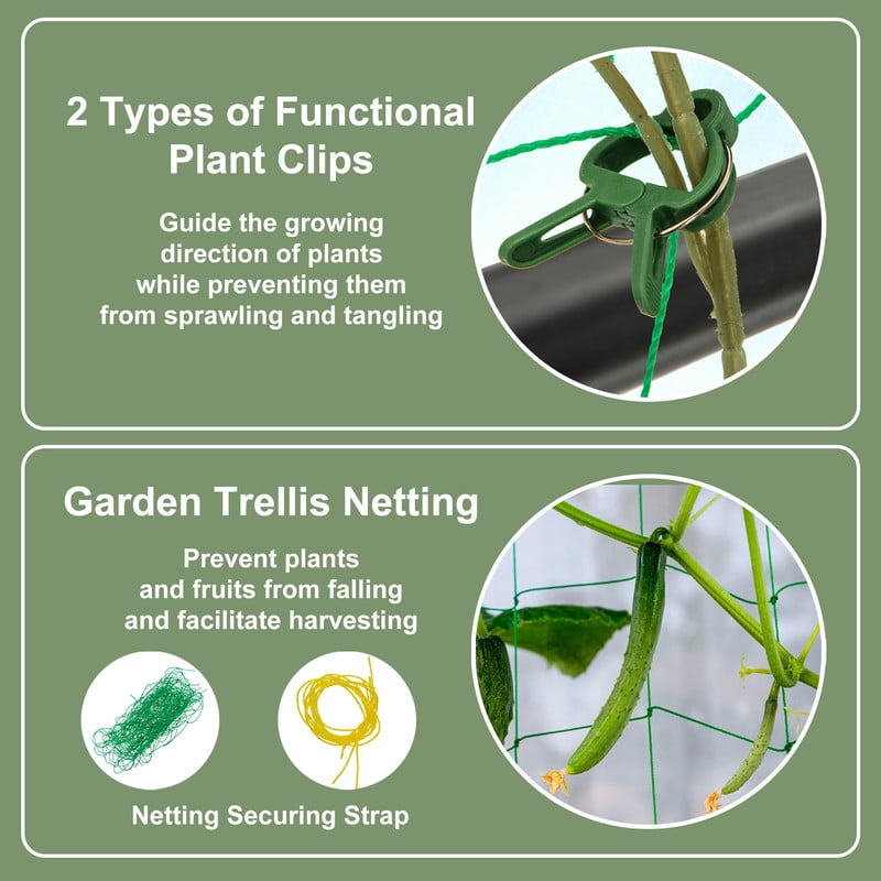 LIVIZA Cucumber Trellis for Climbing Plants with Netting, A-Frame Trellis Tall for Raised Bed Garden Trellis for Vegetables