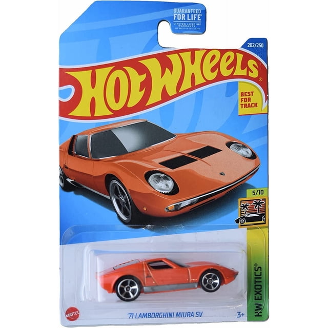 Coche de juguete Hot Wheels '71 Lamborghini Miura SV a escala 1:64 fundido a presión