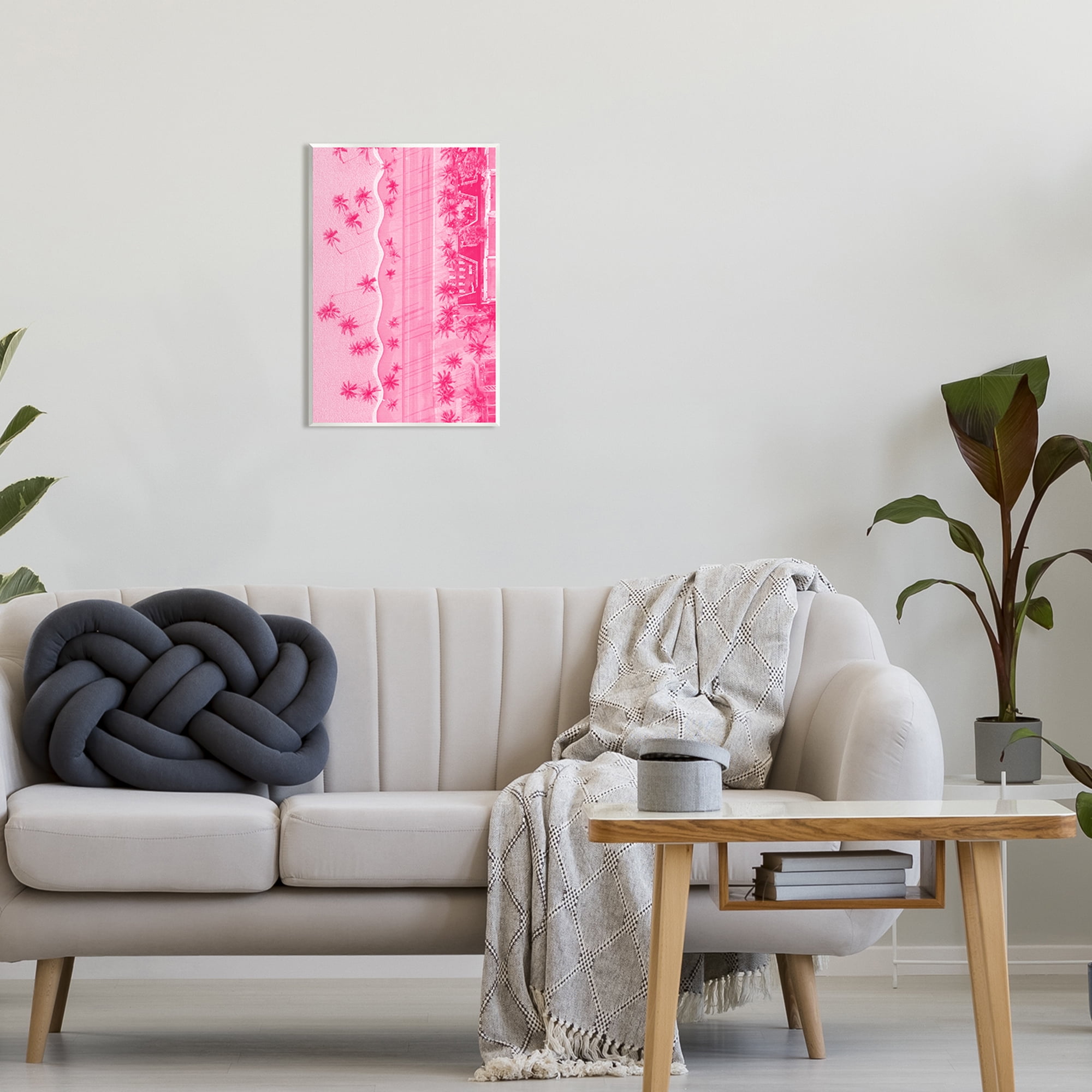 Stupell Industries Pink Aerial Tropical Landscape Landscape Painting Unframed Art Print Wall Art, 13 x 19