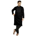 thumbnail image 1 of Atasi Indian Solid Kurta Pajama Set For MensMandarin Collar Casual Long-Wear Kurta, 1 of 7