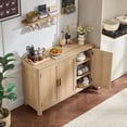 thumbnail image 6 of 2 Pcs Joaxswe Buffet Cabinet with 3 Doors, 46" Kitchen Sideboard Storage Cabinet with Adjustable Shelves, Coffee Bar Cabinet for Dining Room, Natural Oak, 6 of 12